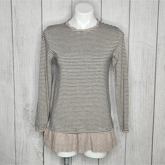 Goodnight Macaroon Striped Tunic with Eyelet Lace Hem, size 8 - Picture 1 of 7